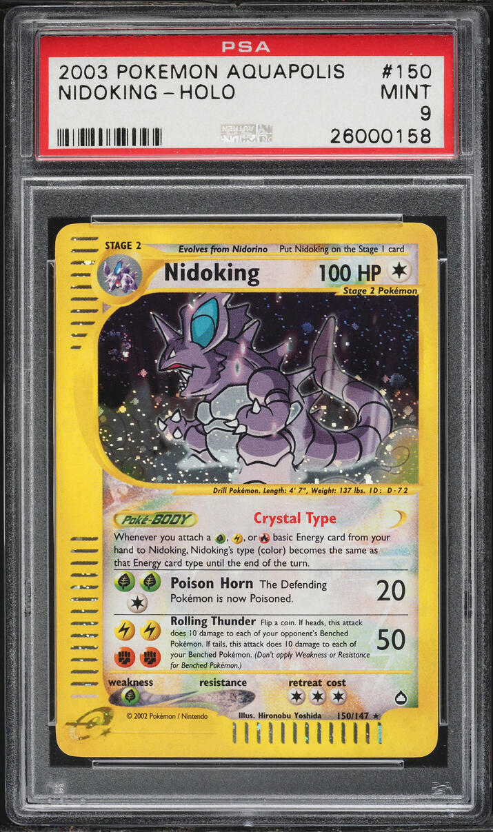 2003 Pokemon Aquapolis Holo Crystal Nidoking #150 PSA 9 MINT