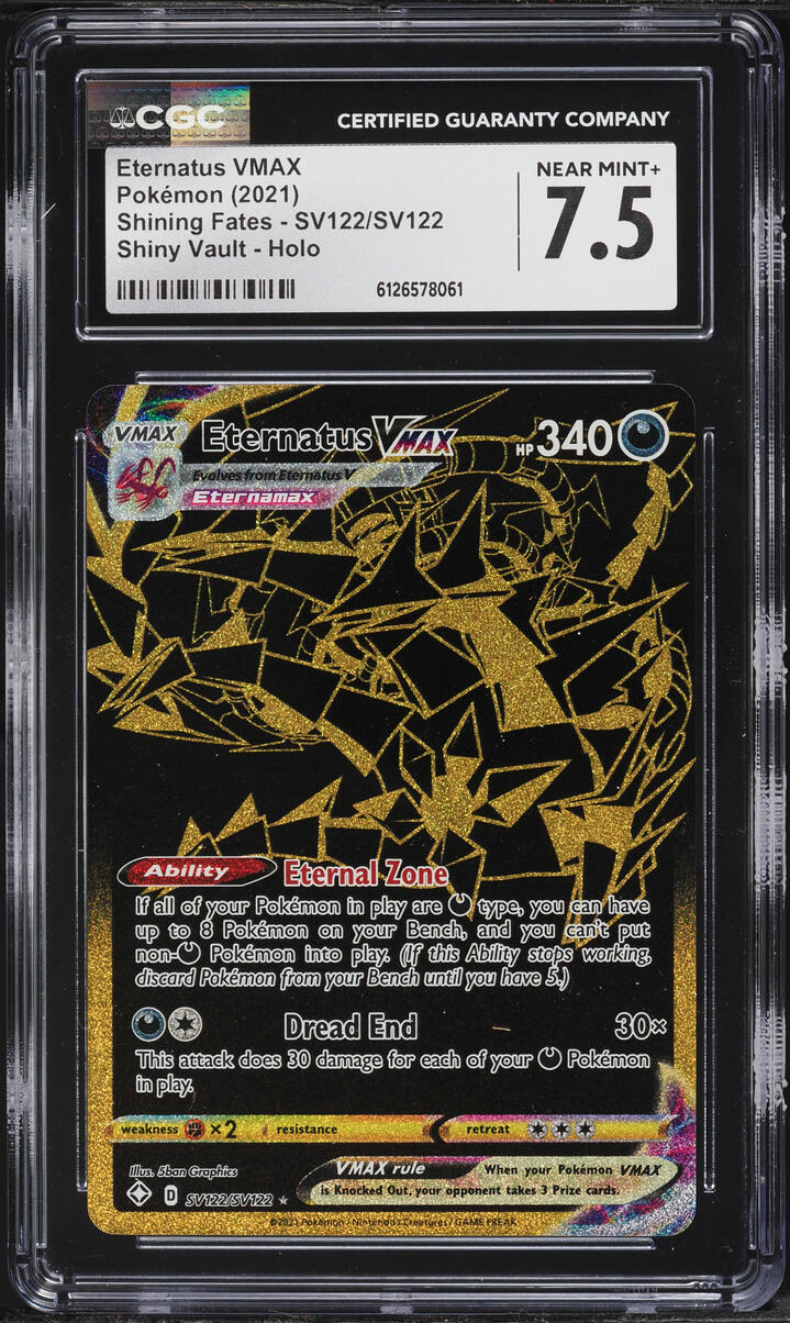 2021 Pokemon Sword & Shield Shining Fates Shiny Vault Full Art Eternatus VMAX #SV122 CGC 7.5