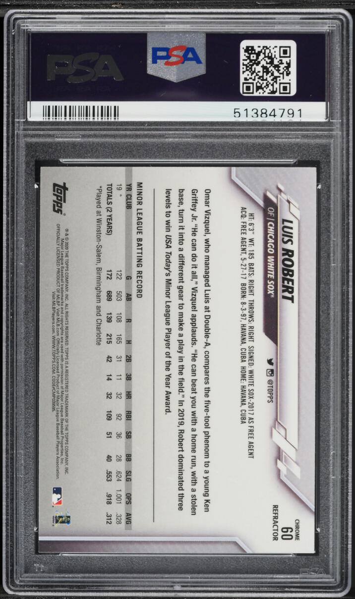 2020 Topps Chrome Refractor Luis Robert ROOKIE #60 PSA 9 MINT