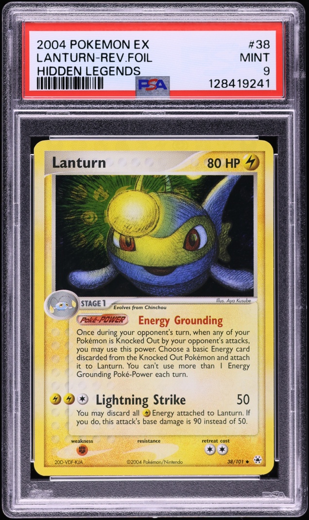 2004 Pokemon EX Hidden Legends Reverse Holo Lanturn #38 PSA 9 MINT