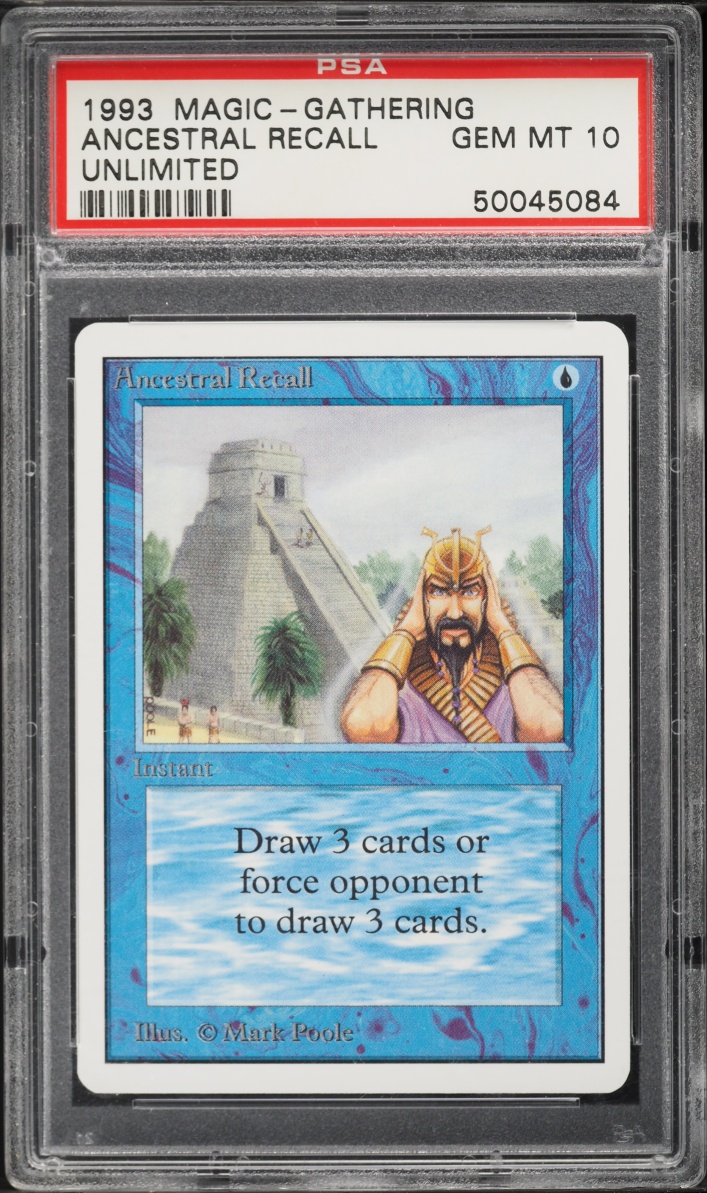 1993 Magic The Gathering MTG Unlimited Ancestral Recall PSA 10 GEM MINT