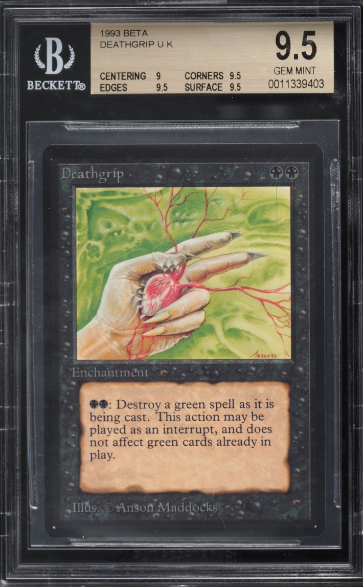 1993 Magic The Gathering MTG Beta Deathgrip BGS 9.5 GEM MINT