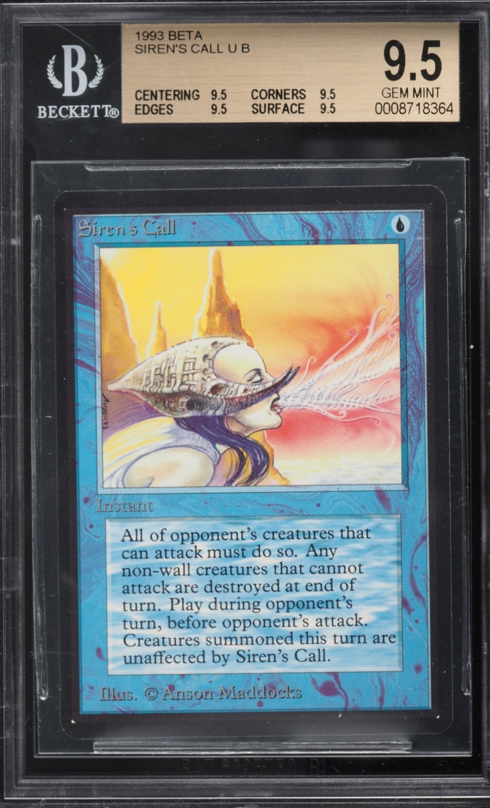 1993 Magic The Gathering MTG Beta Siren's Call BGS 9.5 GEM MINT