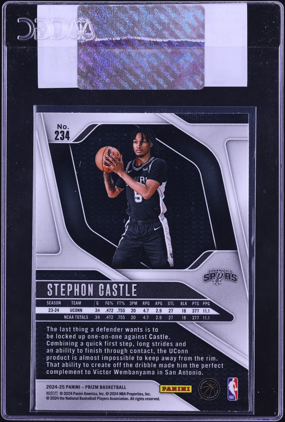 2024 Panini Prizm Stephon Castle ROOKIE #234 CGC AUTH