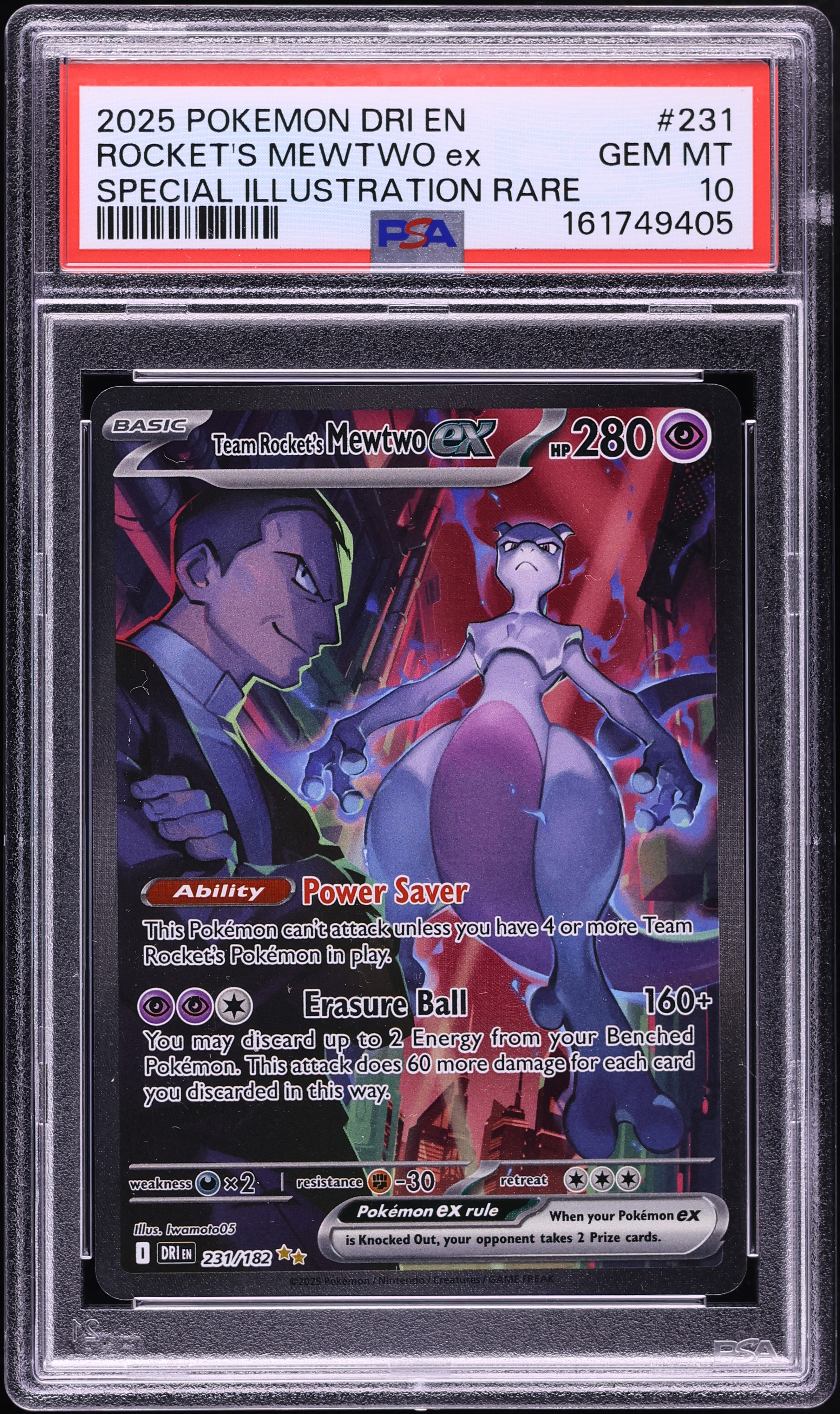 2025 Pokemon Scarlet & Violet Destined Rivals SIR Team Rocket's Mewtwo Ex #231 PSA 10 GEM MINT