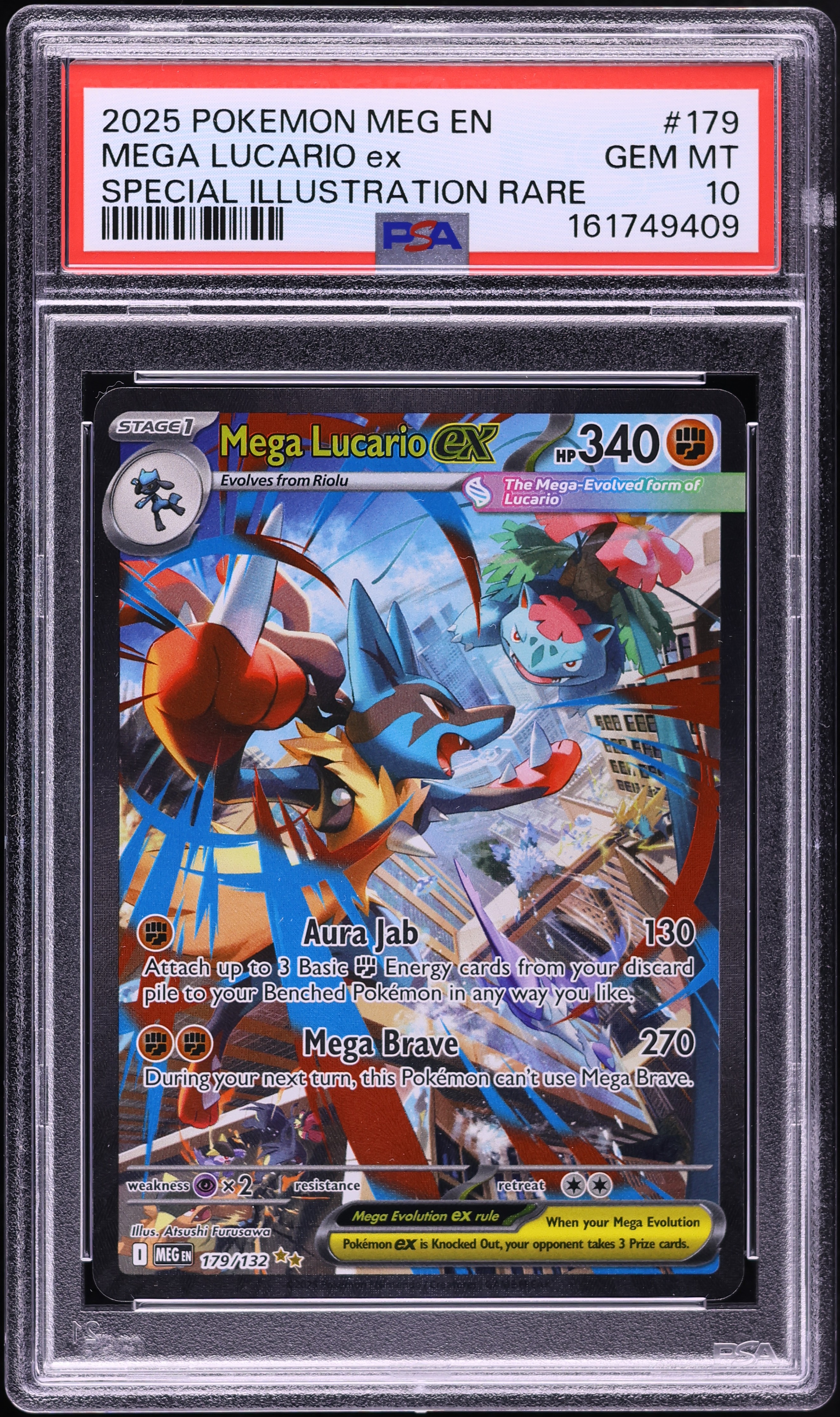 2025 Pokemon Mega Evolution SIR Mega Lucario Ex #179 PSA 10 GEM MINT