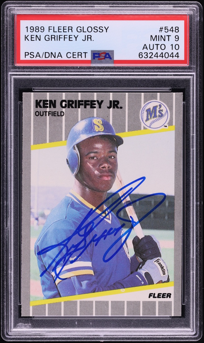 1989 Fleer Glossy Ken Griffey Jr. ROOKIE AUTO DNA 10 #548 PSA 9 MINT