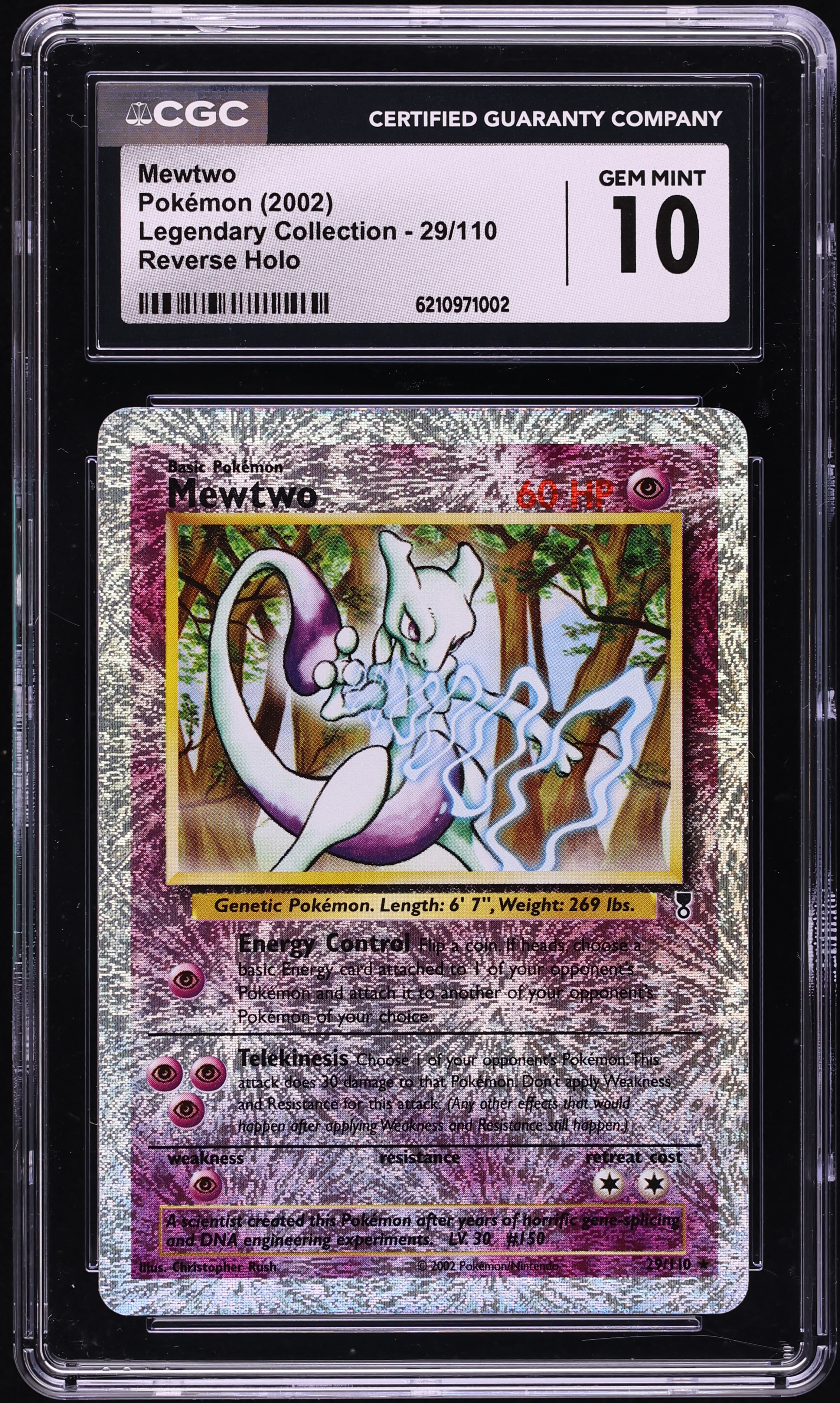 2002 Pokemon Legendary Collection Reverse Holo Mewtwo #29 CGC 10 GEM MINT