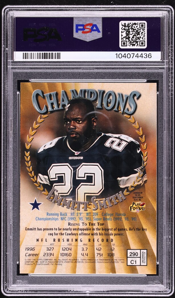 1997 Finest Embossed Refractor Emmitt Smith #290 PSA 8 NM-MT