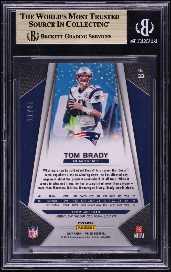 2017 Panini Prizm Red Power Tom Brady /49 #33 BGS 9.5 GEM MINT