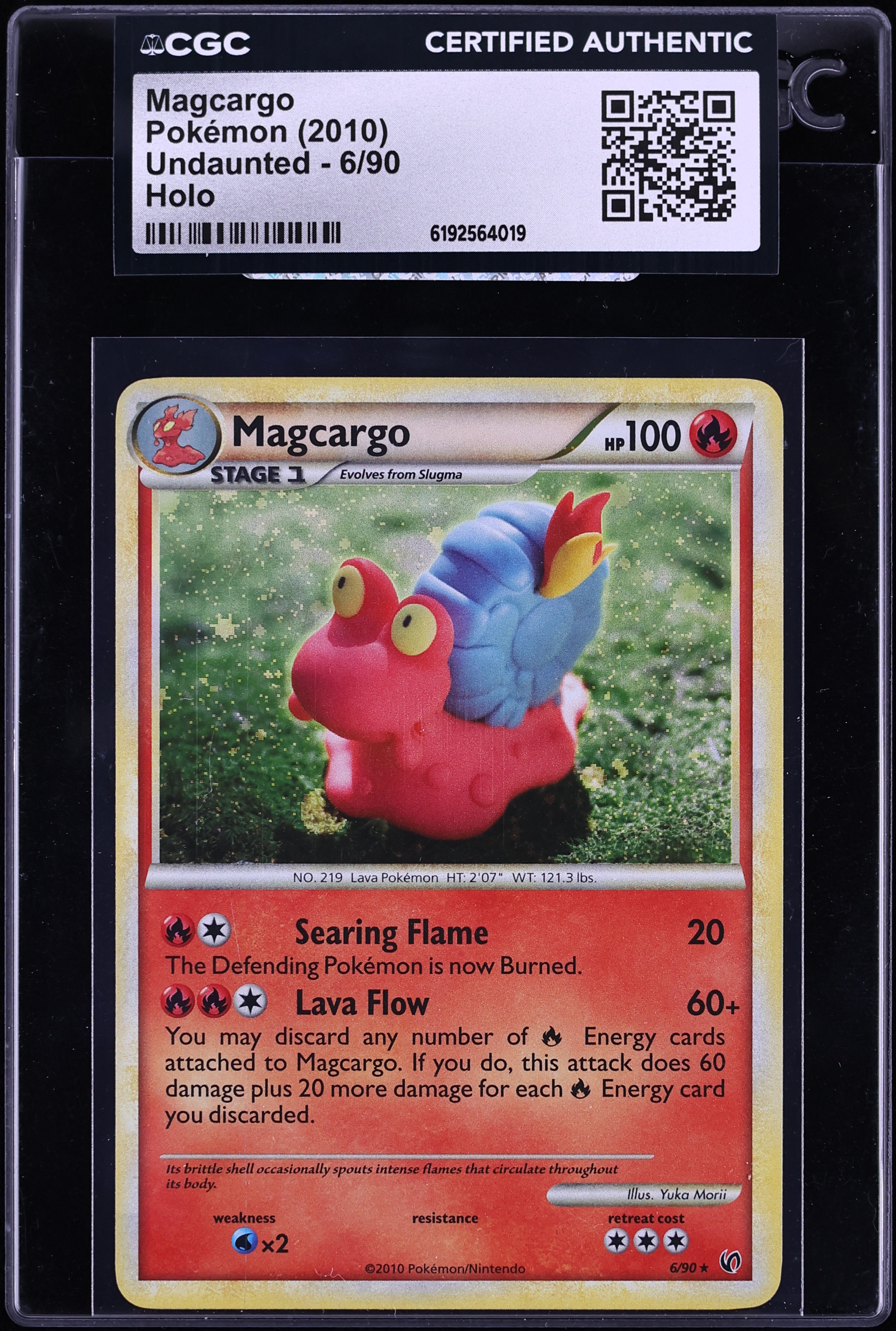 2010 Pokemon HeartGold & SoulSilver Undaunted Holo Magcargo #6 CGC AUTH