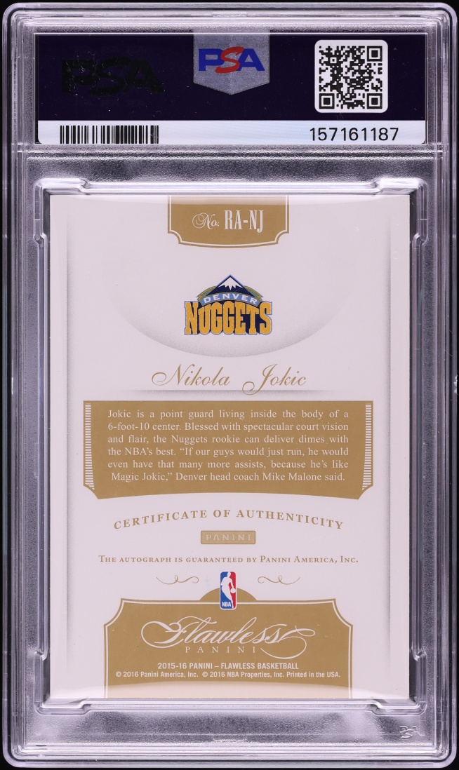 2015 Panini Flawless Nikola Jokic ROOKIE AUTO DNA 9 /25 #RA-NJ PSA 7 NRMT