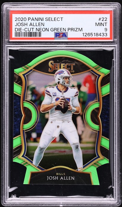 2020 Select Concourse Zebra Prizm Die-Cut Josh Allen #22 PSA 10