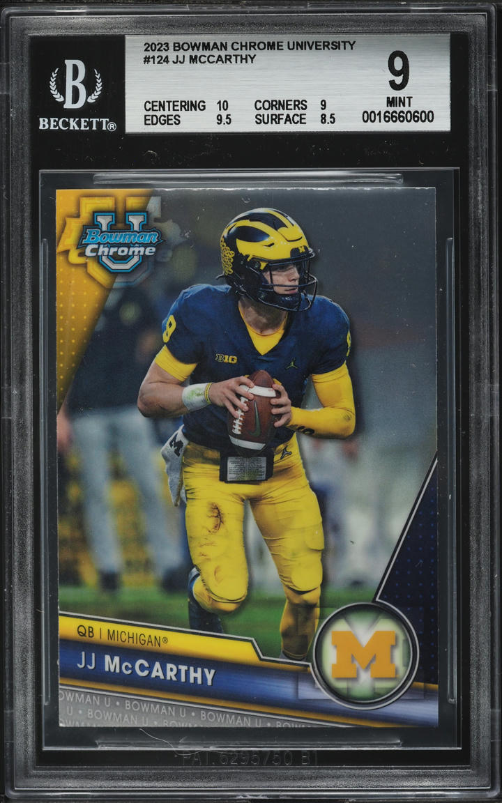 2023 Bowman Chrome University JJ McCarthy ROOKIE #124 BGS 9 MINT