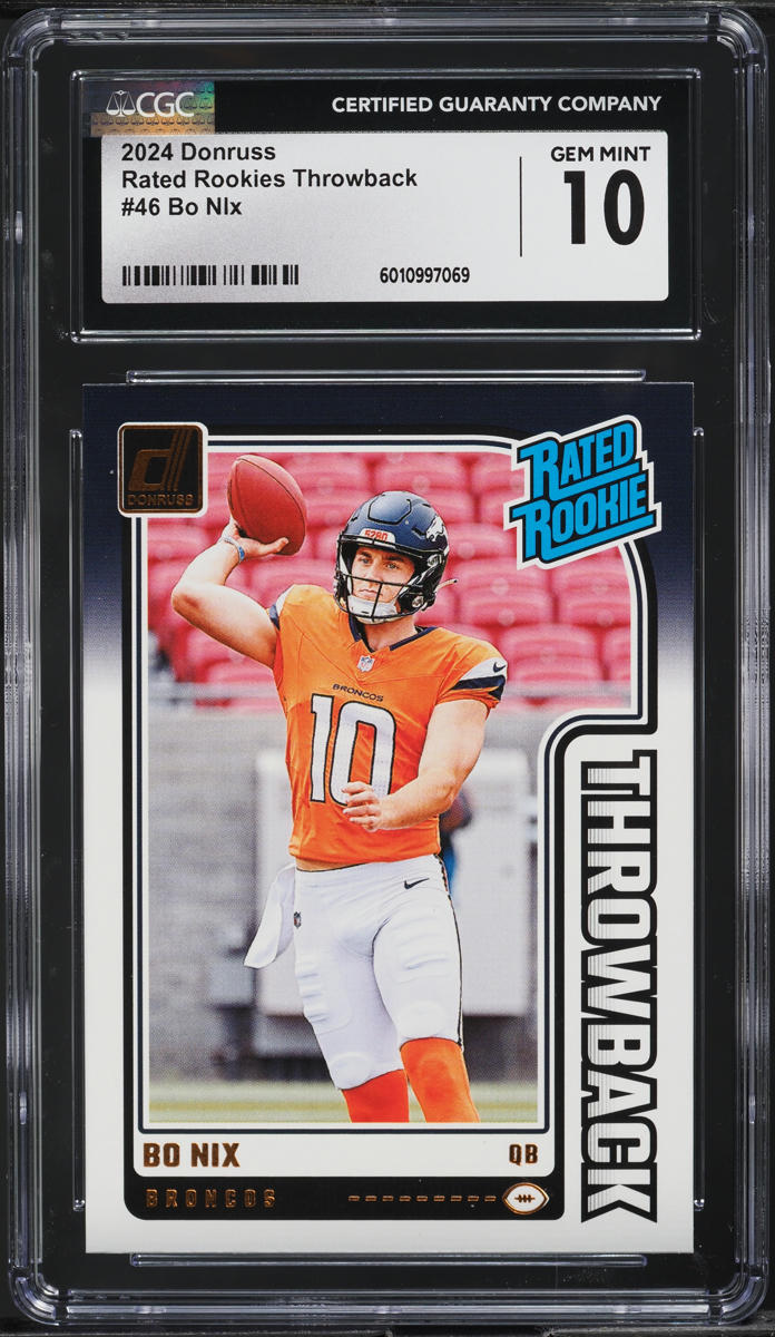 2024 Donruss Throwback Bo Nix ROOKIE #46 CGC 10 GEM MINT