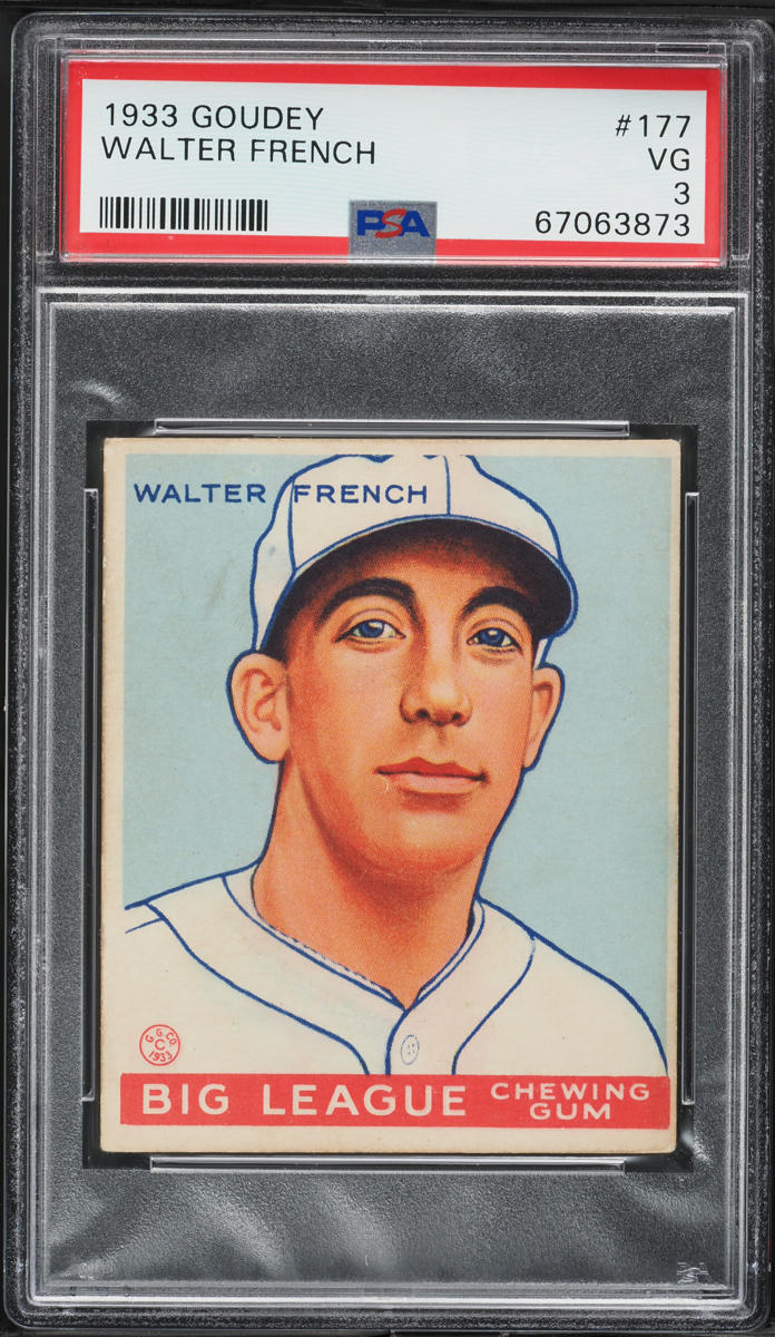1933 Goudey Walter French #177 PSA 3 VG