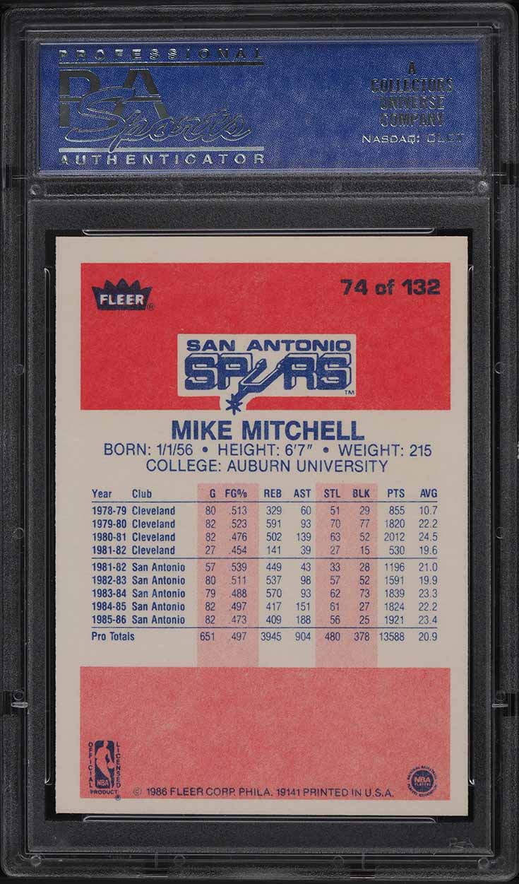 1986 Fleer Basketball Mike Mitchell #74 PSA 9 MINT