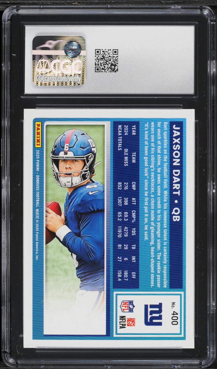 2025 Donruss Football Jaxson Dart ROOKIE #400 CGC 10 GEM MINT