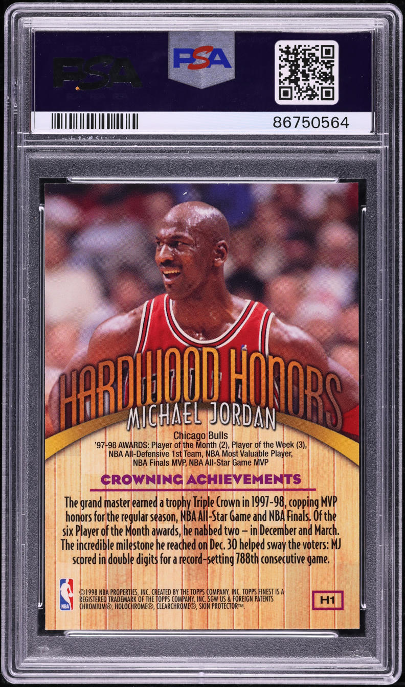 1998 Finest Hardwood Honors Michael Jordan #H1 PSA 10 GEM MINT