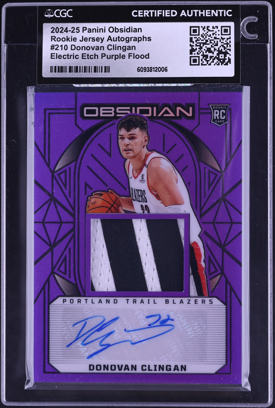 2024 Panini Obsidian Electric Etch Purple Flood Donovan Clingan RC