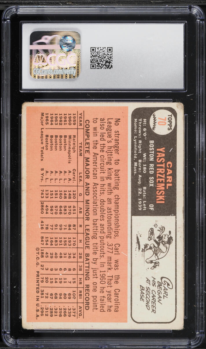 1966 Topps Carl Yastrzemski #70 CGC 2.5 GD+