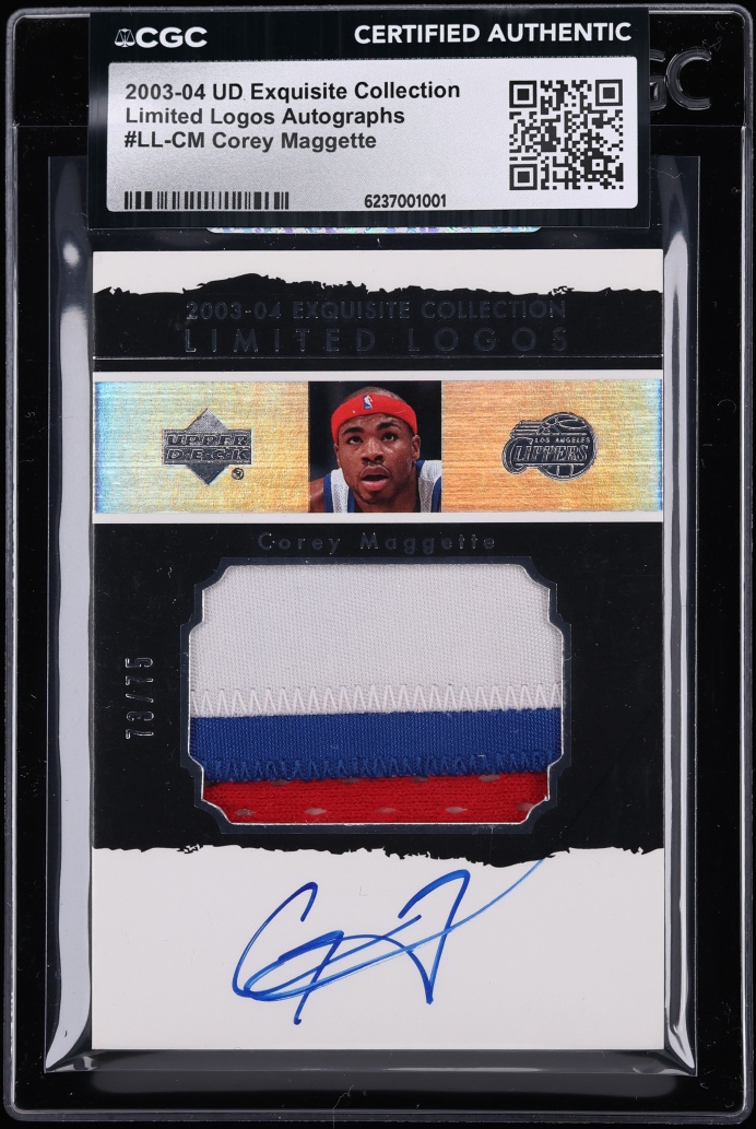 2003 Exquisite Collection Limited Logos Corey Maggette AUTO PATCH /75 #LL-CM CGC AUTH