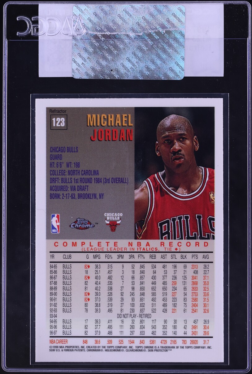 1997 Topps Chrome Refractor Michael Jordan #123 CGC AUTH