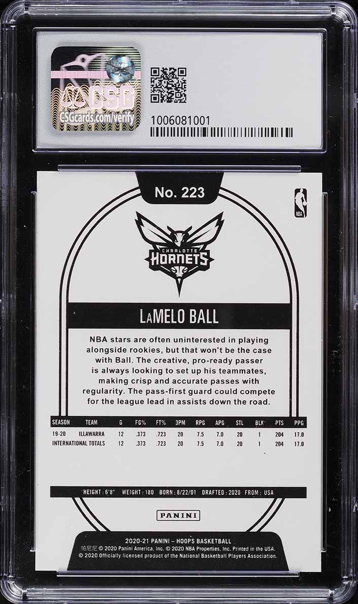 2020 Hoops LaMelo Ball ROOKIE #223 CSG 9.5 GEM MINT