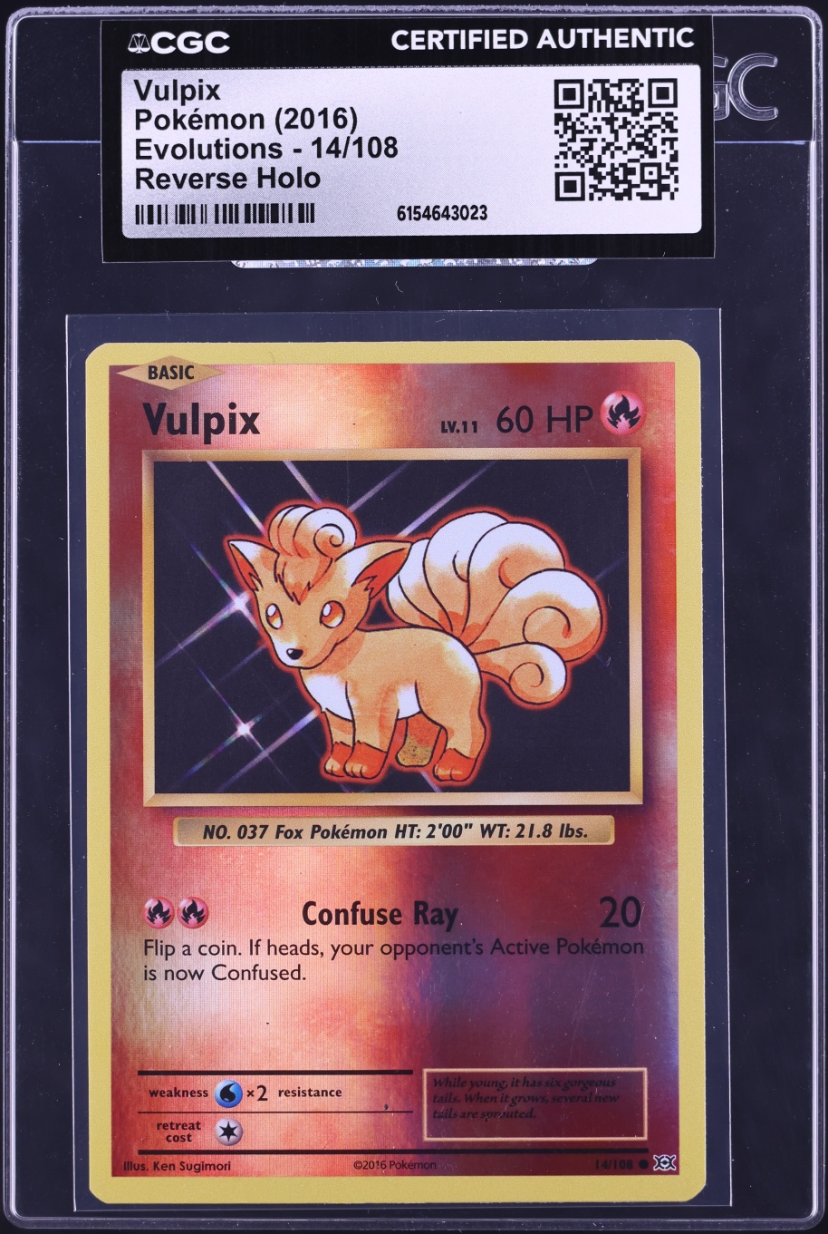 2016 Pokemon XY Evolutions Reverse Holo Vulpix #14 CGC AUTH