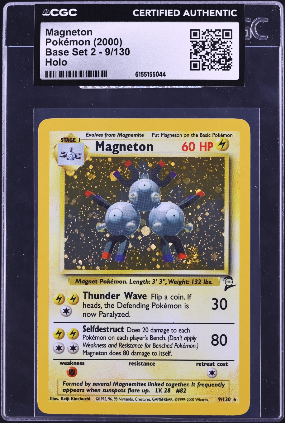 2000 Pokemon Base Set 2 Holo Magneton #9 CGC AUTH