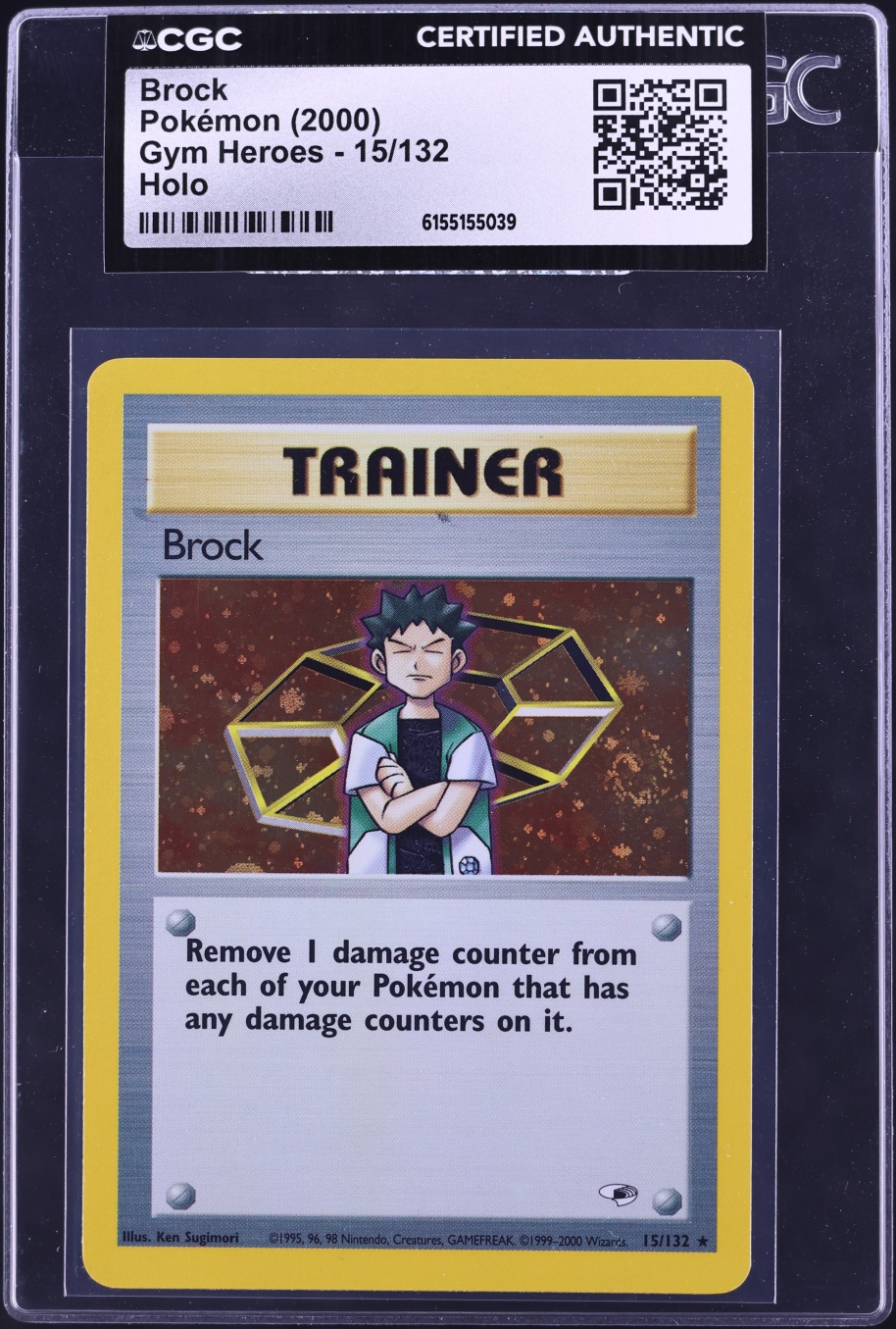 2000 Pokemon Gym Heroes Holo Brock #15 CGC AUTH