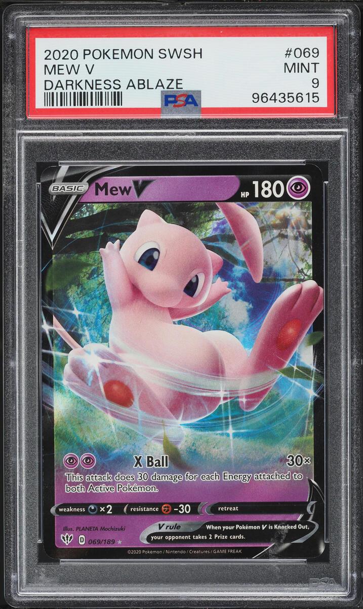 2020 Pokemon Sword & Shield Darkness Ablaze Full Art Mew V #69 PSA 9 MINT
