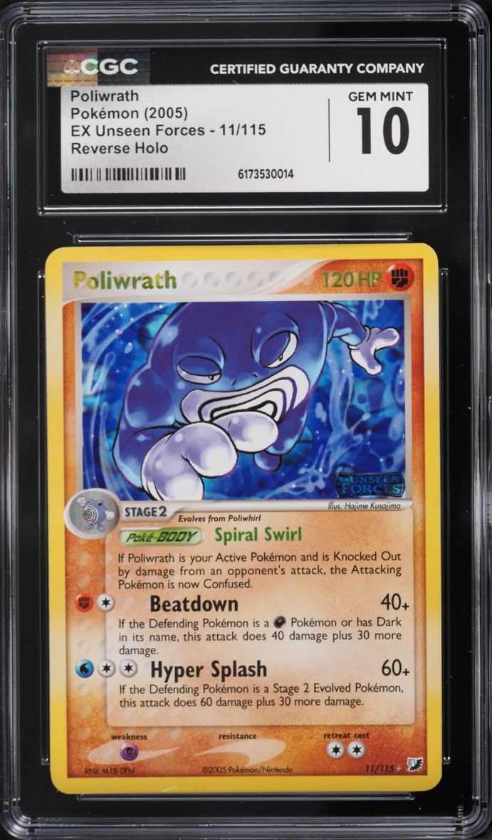 2005 Pokemon EX Unseen Forces Reverse Holo Poliwrath #11 CGC 10 GEM MINT