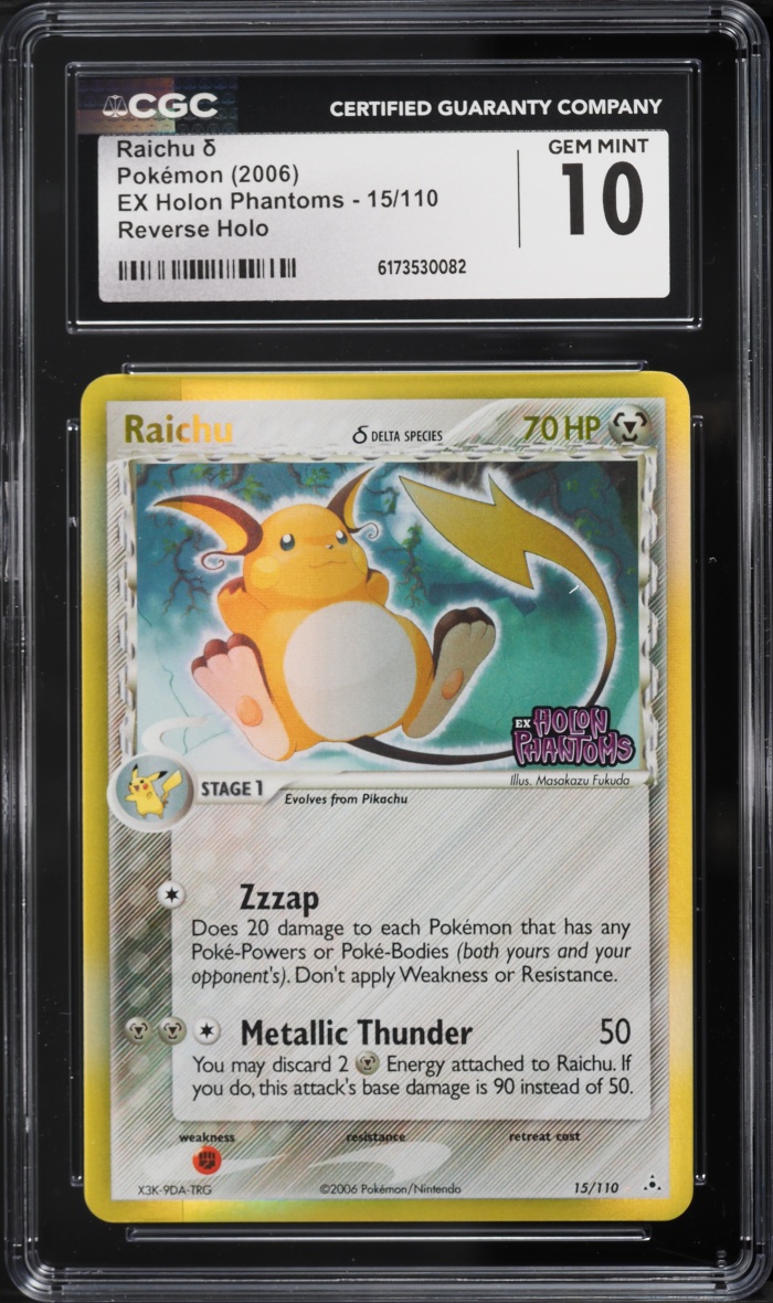 2006 Pokemon EX Holon Phantoms Reverse Holo Raichu #15 CGC 10 GEM MINT