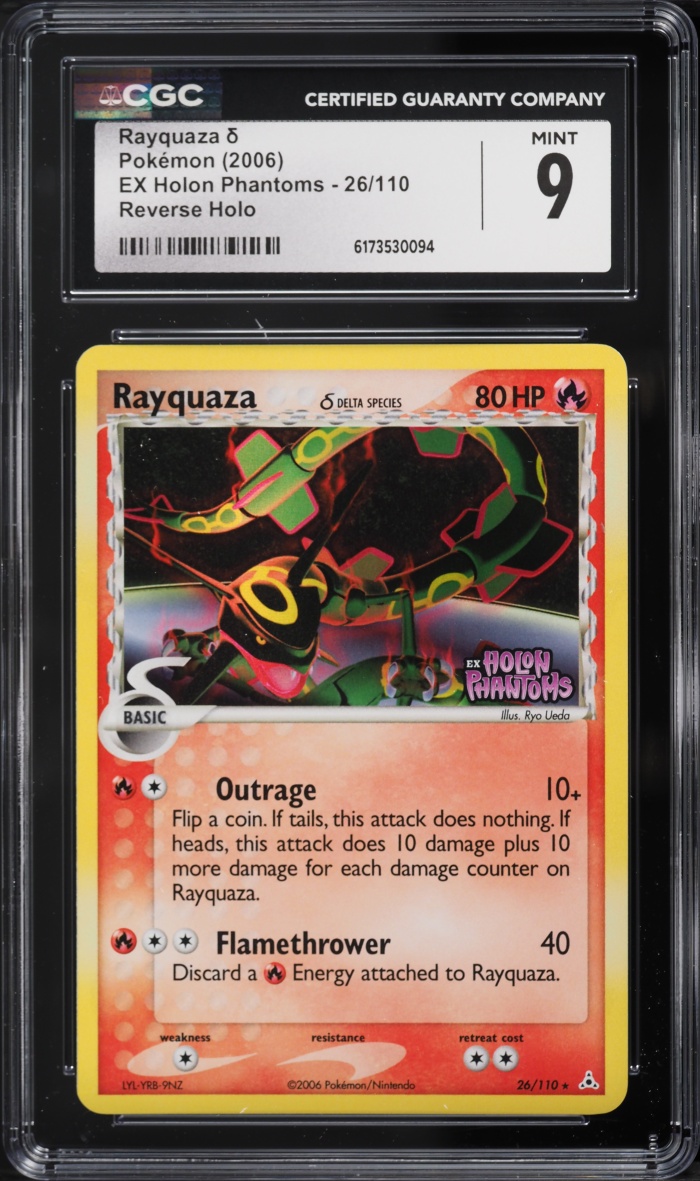 2006 Pokemon EX Holon Phantoms Reverse Holo Rayquaza #26 CGC 9 MINT