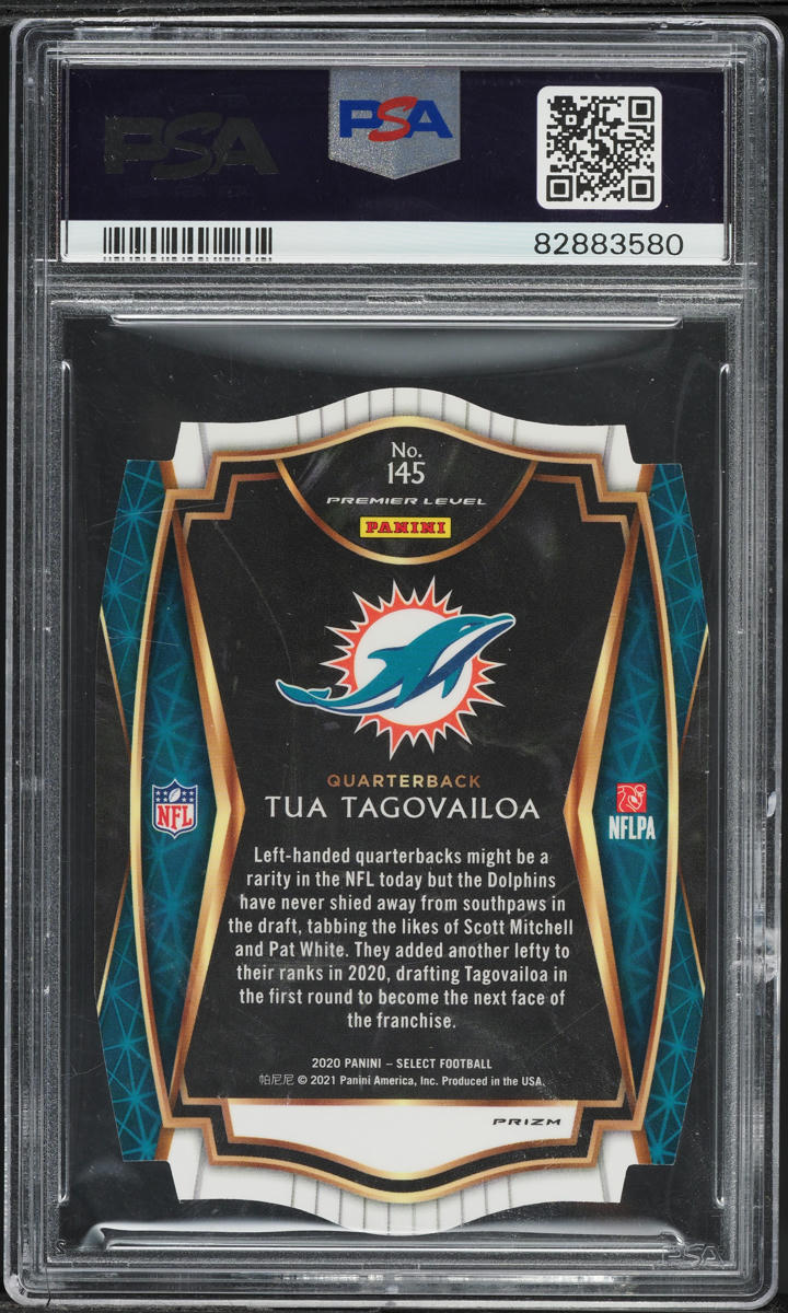 2020 Select Premier Level Maroon Prizm Die-Cut Tua Tagovailoa ROOKIE #145 PSA 10