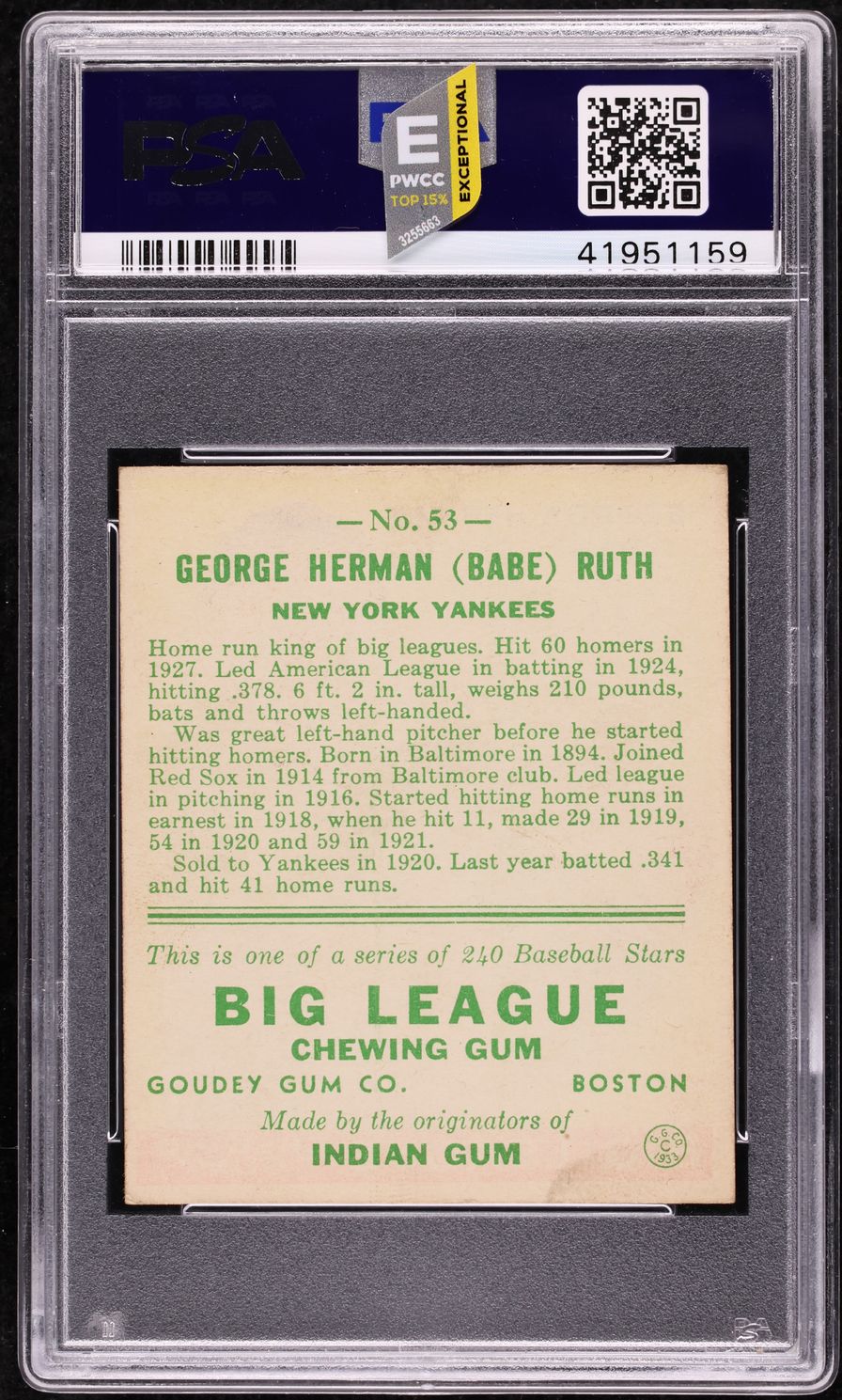 1933 Goudey Babe Ruth #53 PSA 4.5 VGEX+