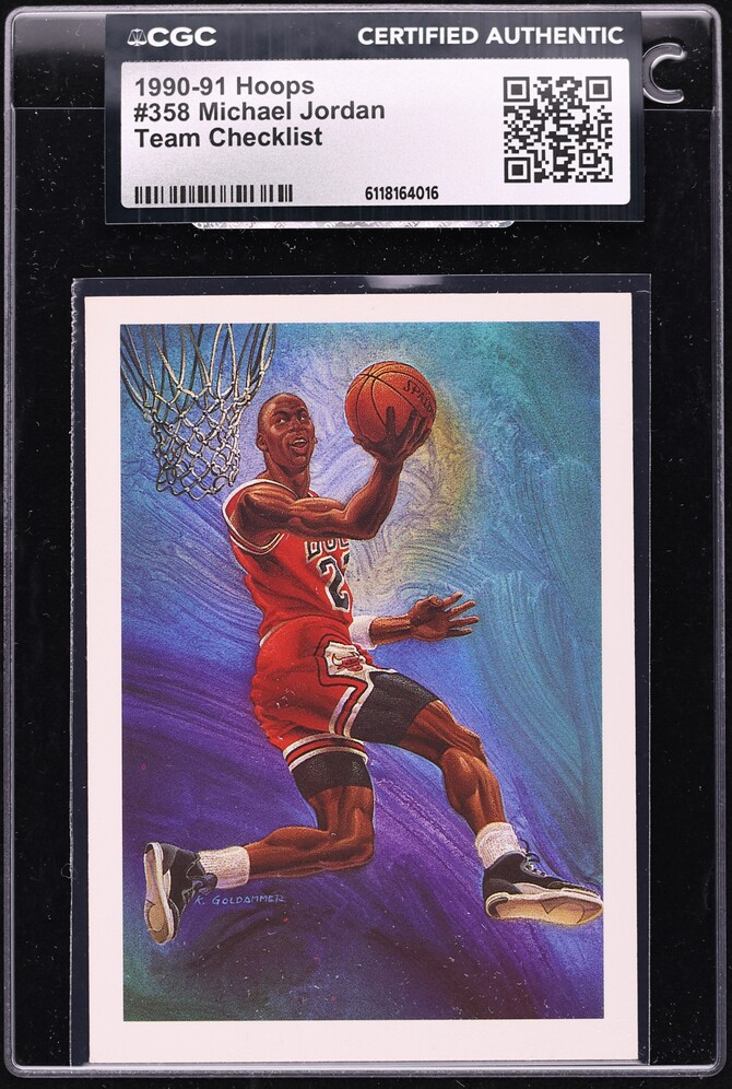 1990 Hoops Team Checklist Michael Jordan #358 CGC AUTH