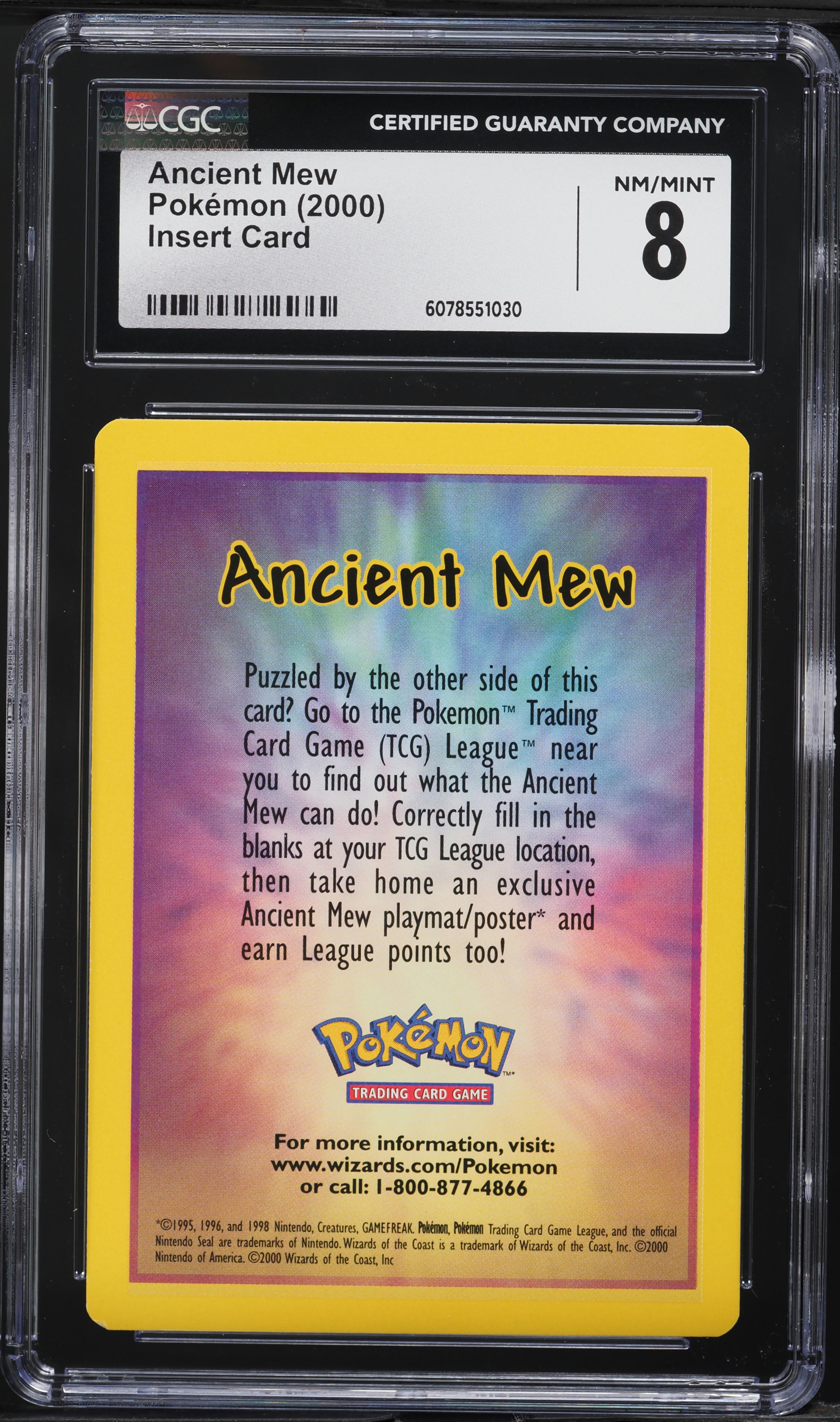 2000 Pokemon Insert Card Ancient Mew CGC 8 NM-MT
