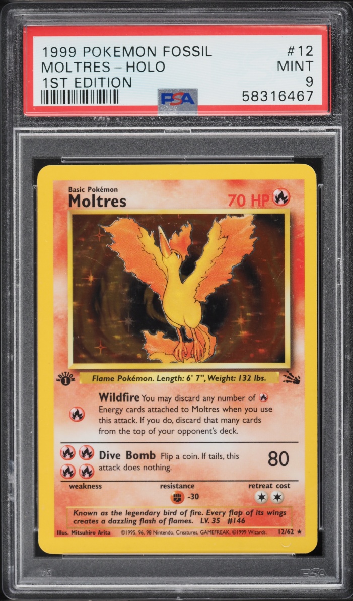 1999 Pokemon Fossil 1st Edition Holo Moltres #12 PSA 9 MINT