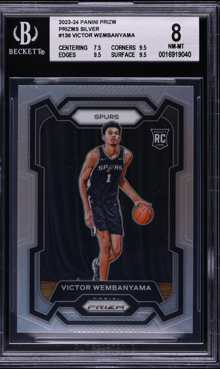 2023 Panini Prizm Silver Victor Wembanyama ROOKIE #136 BGS 8 NM-MT