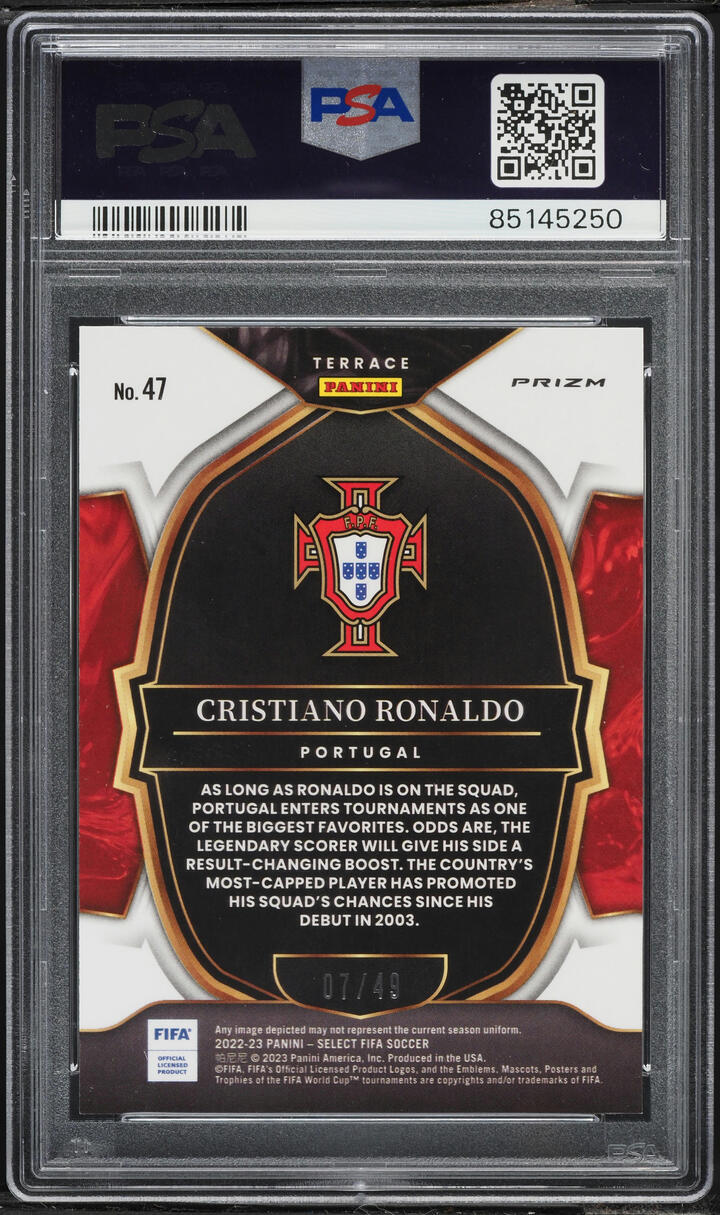 2022 Select FIFA Terrace Tie-Dye Cristiano Ronaldo /49 #47 PSA 10 GEM MINT