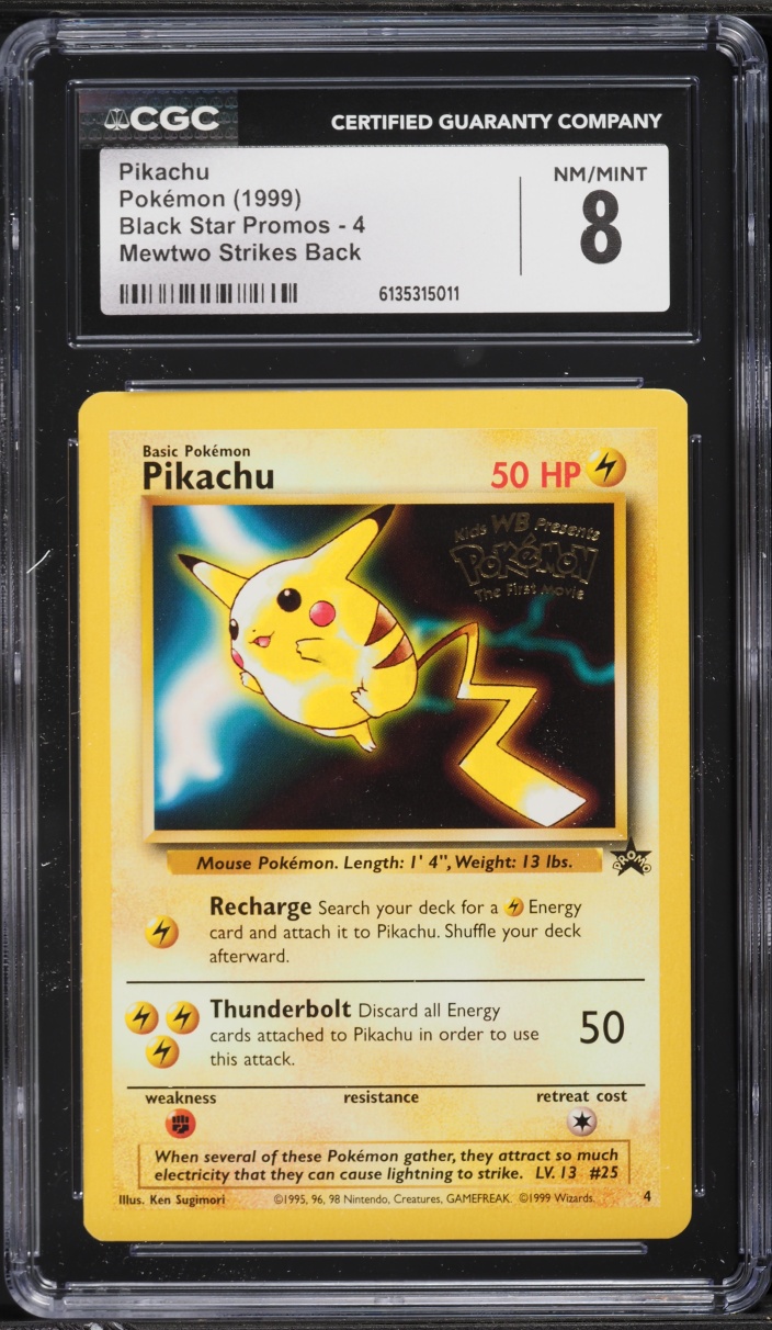 1999 Pokemon Promo Mewtwo Strikes Back Pikachu #4 CGC 8 Nm-Mt
