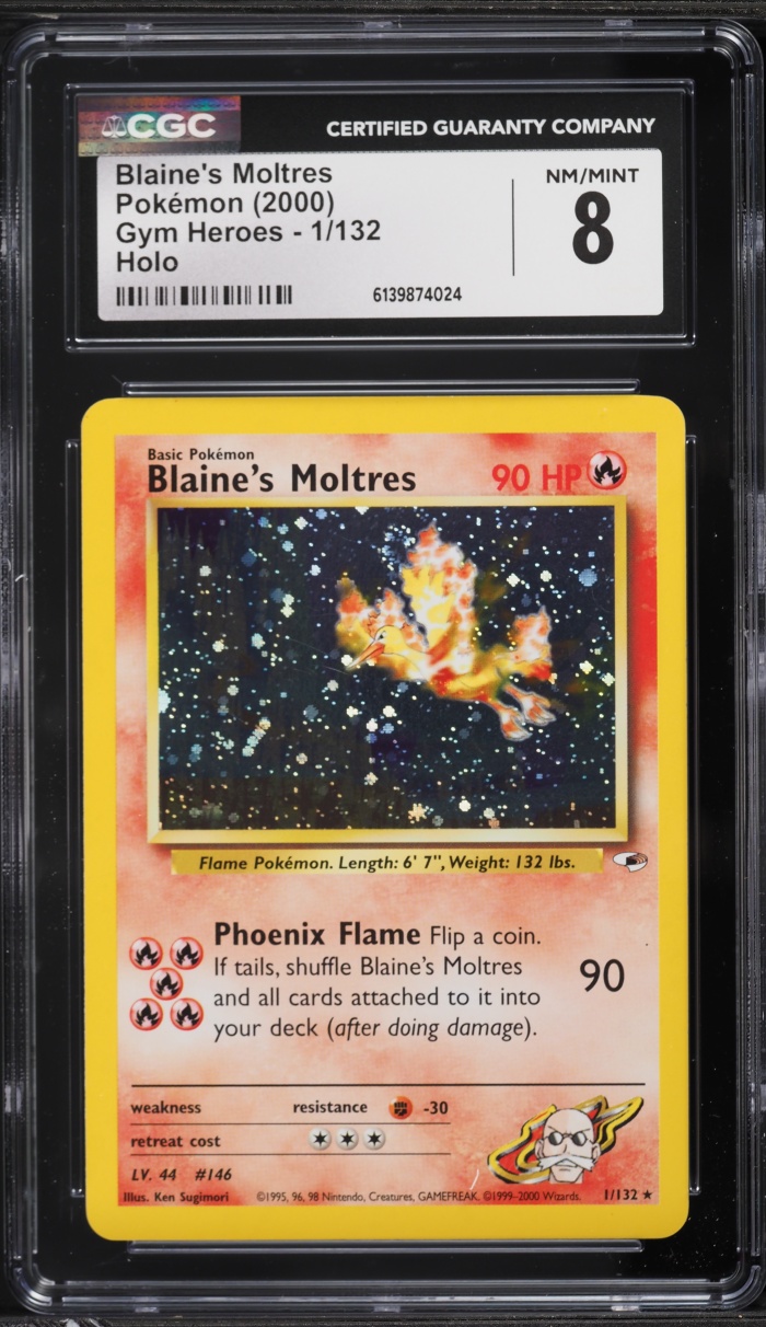 2000 Pokemon Gym Heroes Holo Blaine's Moltres #1 CGC 8 NM-MT