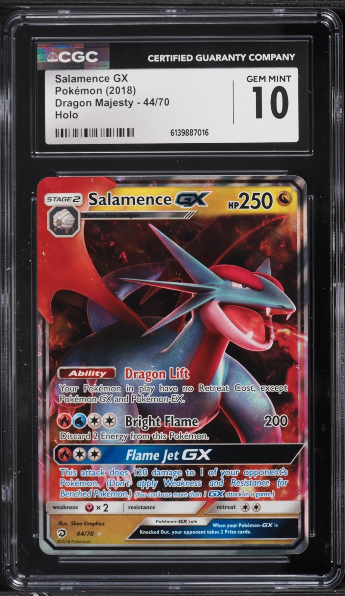 2018 Pokemon Sun & Moon Dragon Majesty Holo Salamence GX #44 CGC 10 GEM MINT