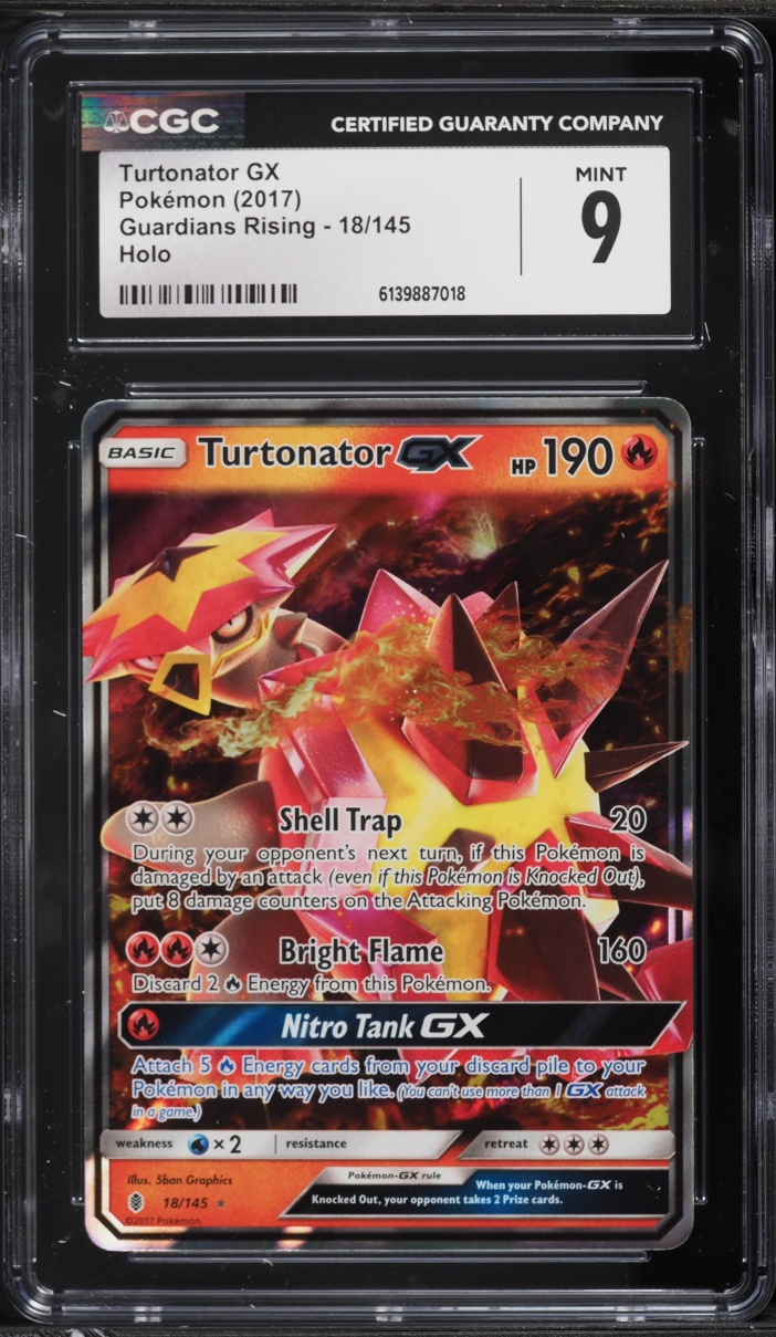2017 Pokemon Sun & Moon Guardians Rising Full Art Turtonator GX #18 CGC 9 MINT
