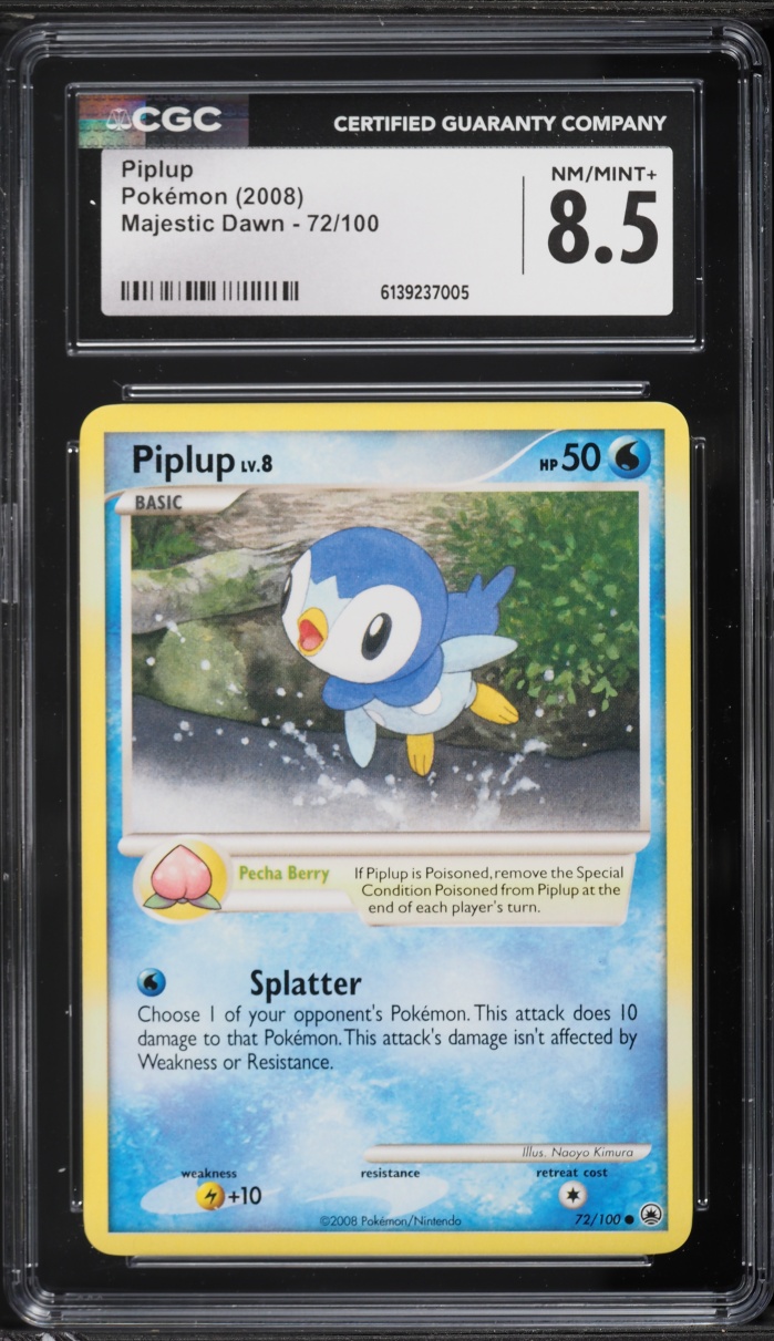 2008 Pokemon Majestic Dawn Piplup #72 CGC 8.5 NM-MT+