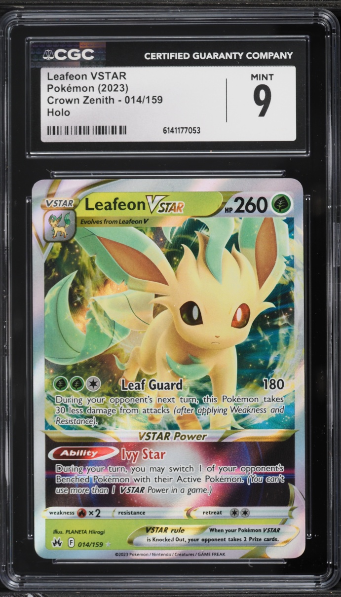2023 Pokemon Sword & Shield Crown Zenith Holo Leafeon VSTAR #14 CGC 9 MINT