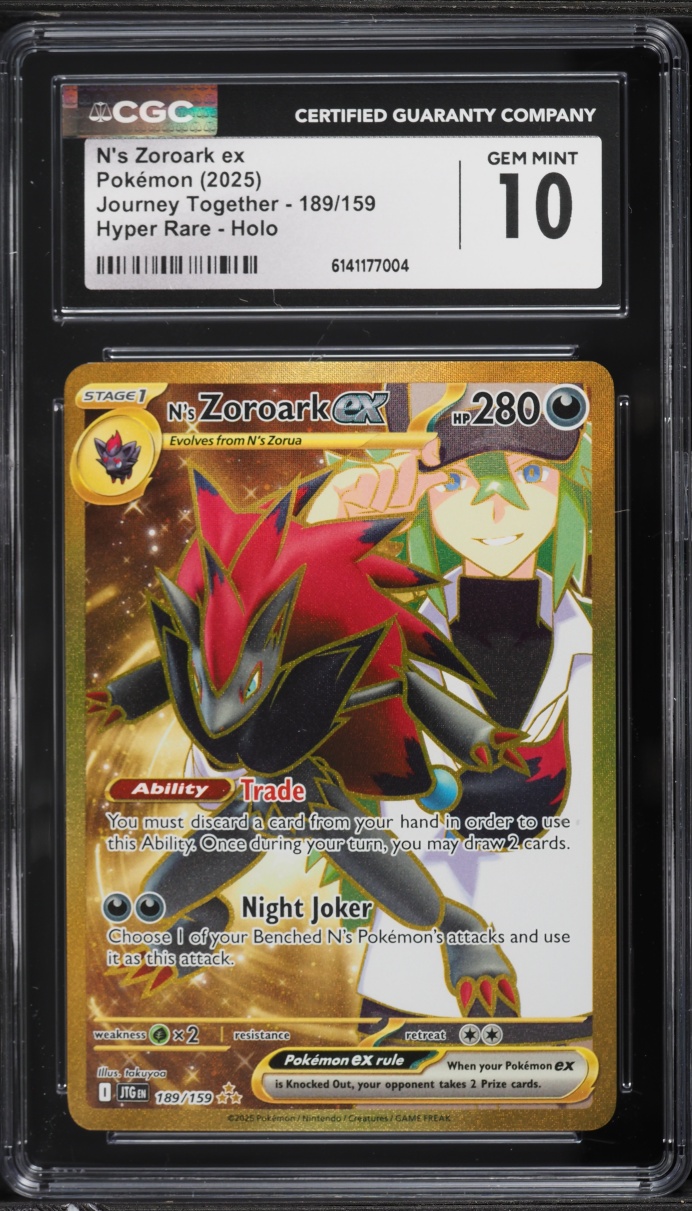 2025 Pokemon Scarlet & Violet Journey Together Gold Rare N's Zoroark ex #189 CGC 10 GEM MINT