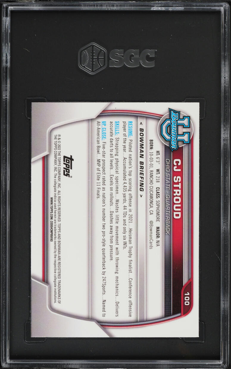 2022 Bowman Chrome University C.J. Stroud ROOKIE #100 SGC 9.5 MINT+